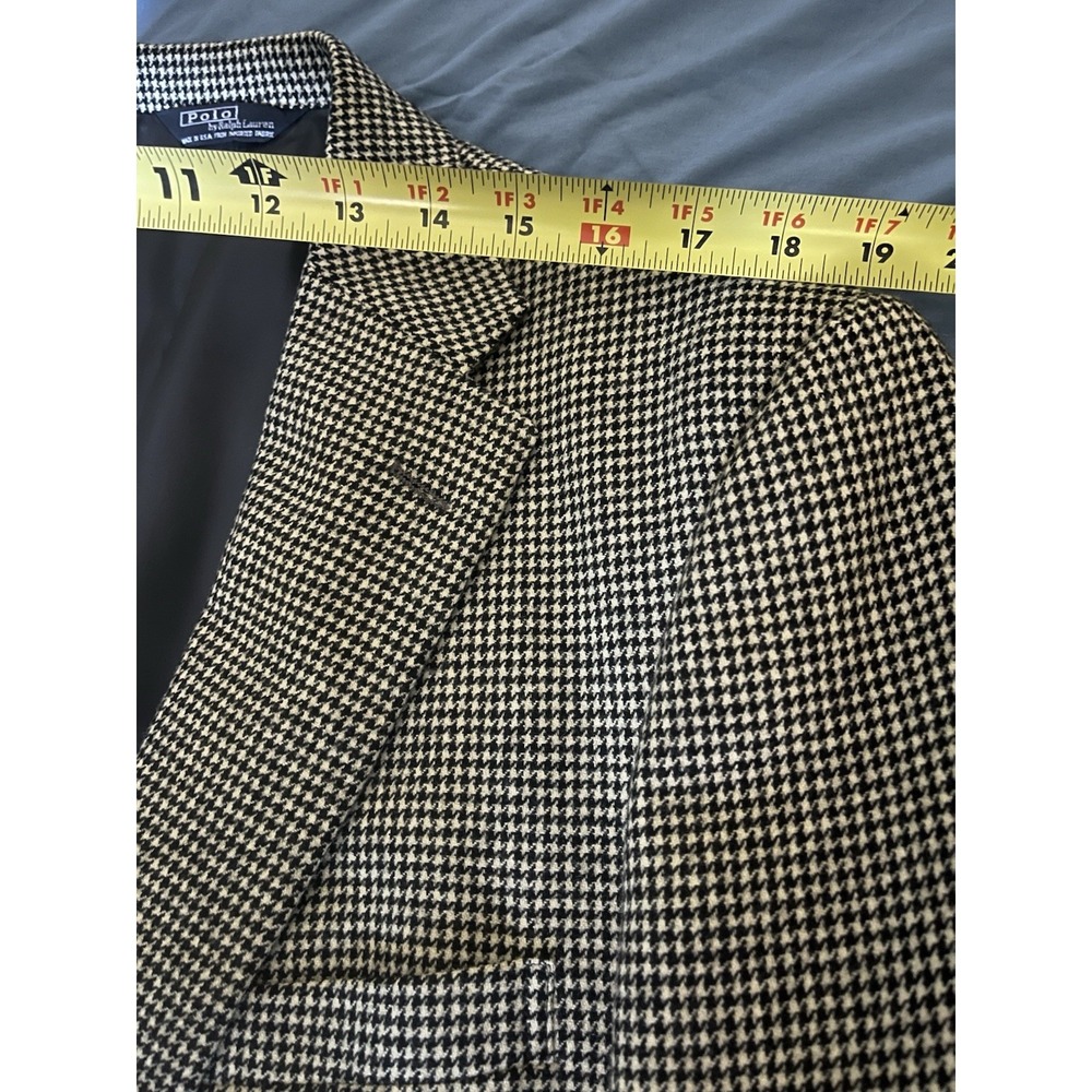 Vtg Polo Ralph Lauren Blazer Mens 44 Beige Black Houndstooth Sport Coat 80s - Picture 6 of 8